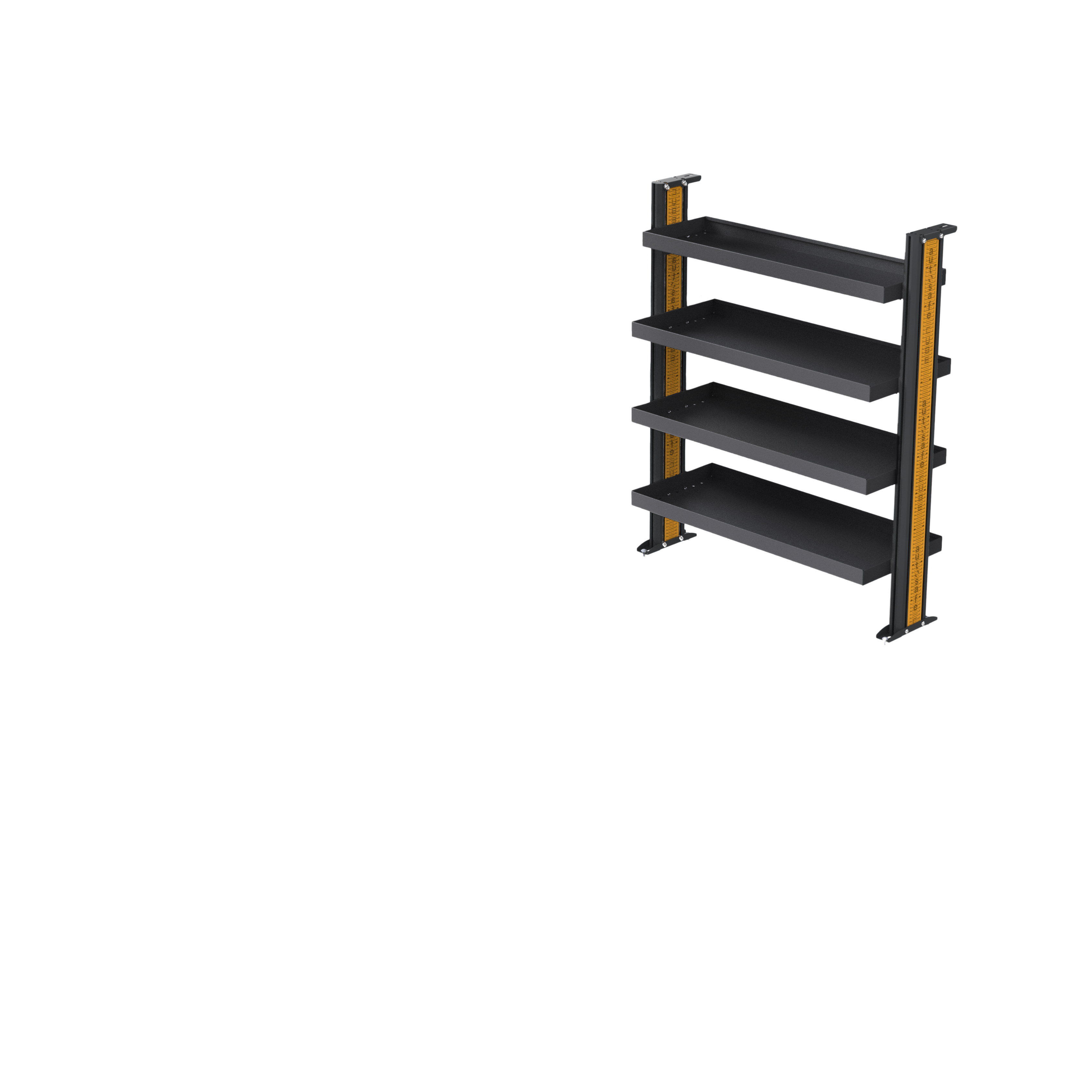 Van shelving system designed for efficient storage in vans.
