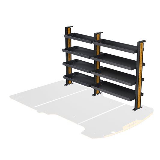 Toyota Hiace LWB Van Shelving - Full length Driver side variations