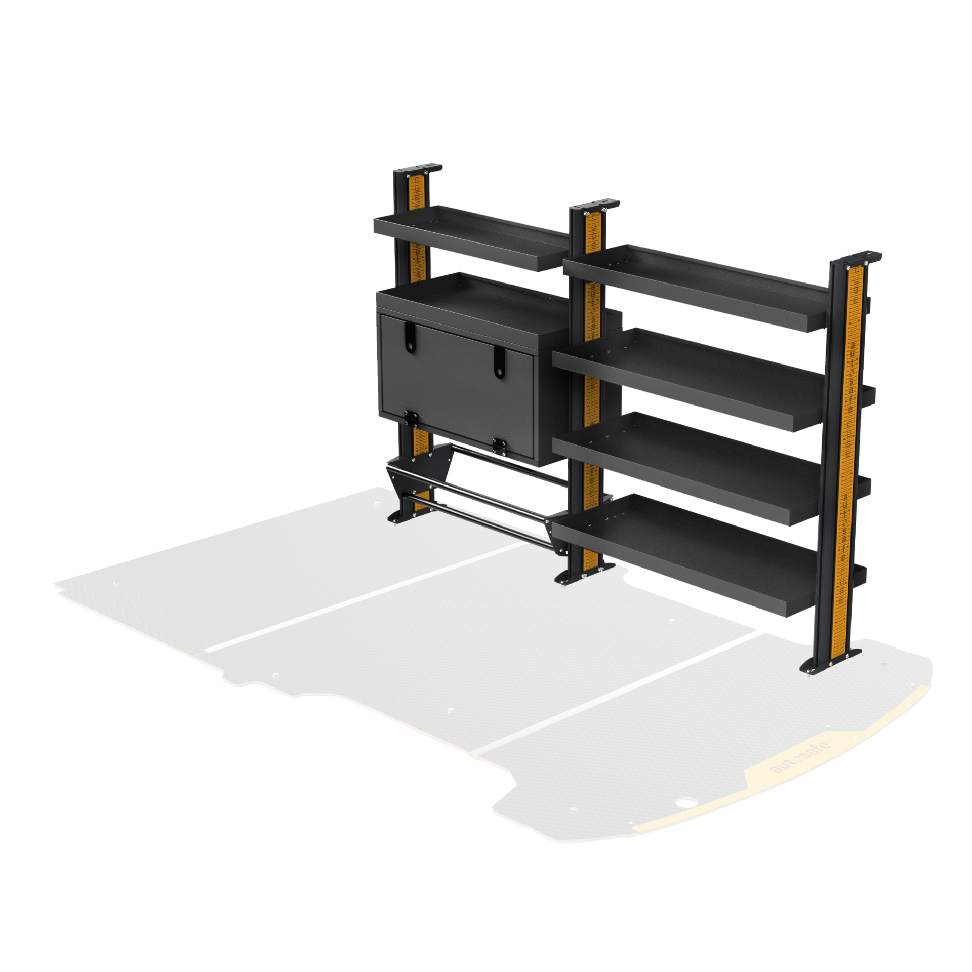 Ford Transit SWB Van Shelving - Full length Driver side variations