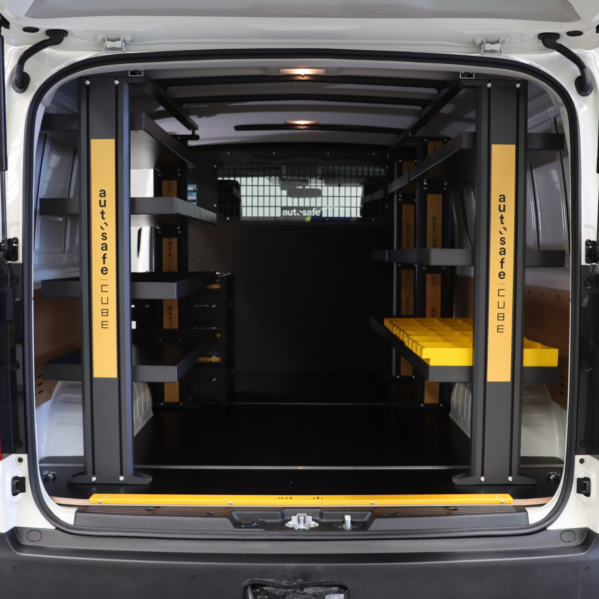 Toyota Hiace LWB Van Shelving - Full length Driver side variations