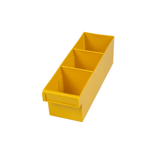Yellow custom shelving fitout in a van.